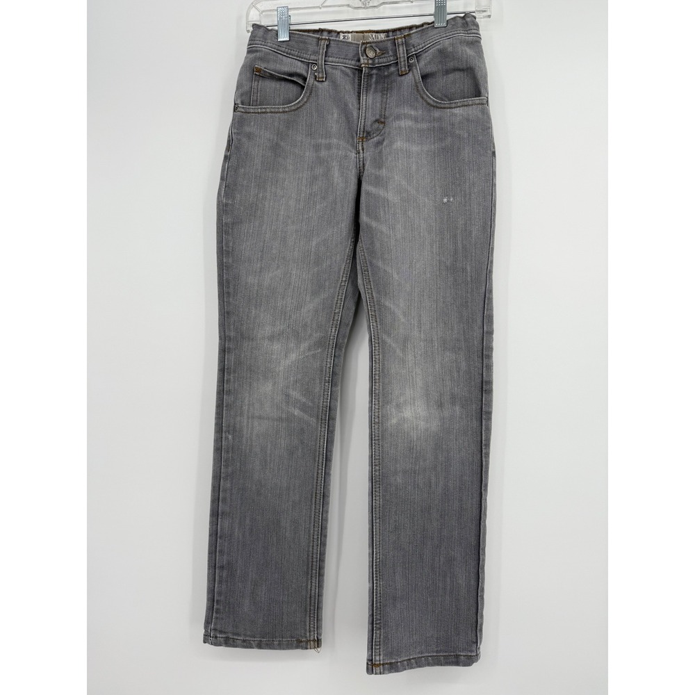 Boys Lee Dungarees Gray Adjustable Waist Skinny Jeans Size 14R Grunge School Y2K